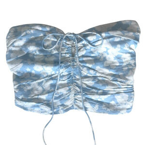 Abercrombie & Fitch Blue & White Floral Cinched Crop Top Size Small